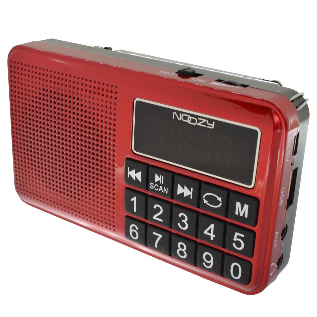 Φορητό Ραδιόφωνο Noozy S24 3W Κόκκινο με Υποδοχή USB, Κάρτα Μνήμης, Audio-in και Επαναφορτιζόμενη Μπαταρία