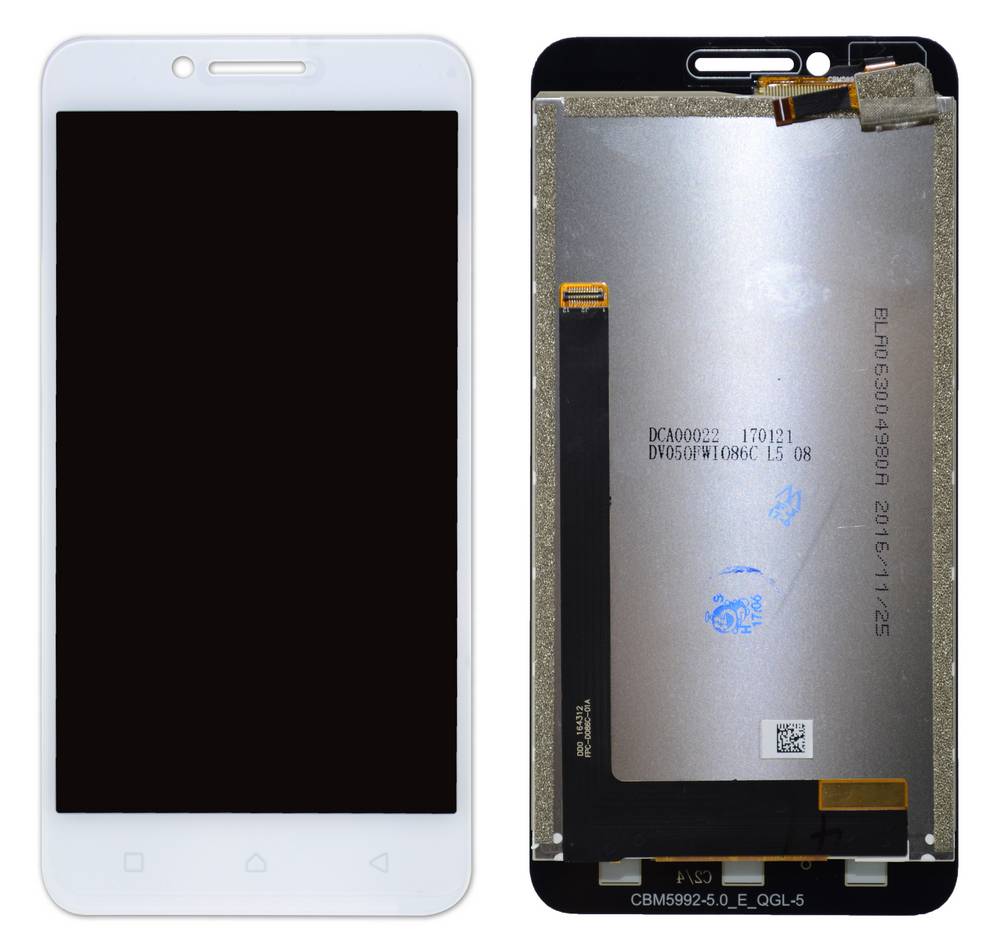Γνήσια  Οθόνη & Μηχανισμός Αφής Lenovo Vibe C A2020 Λευκό χωρίς Πλαίσιο