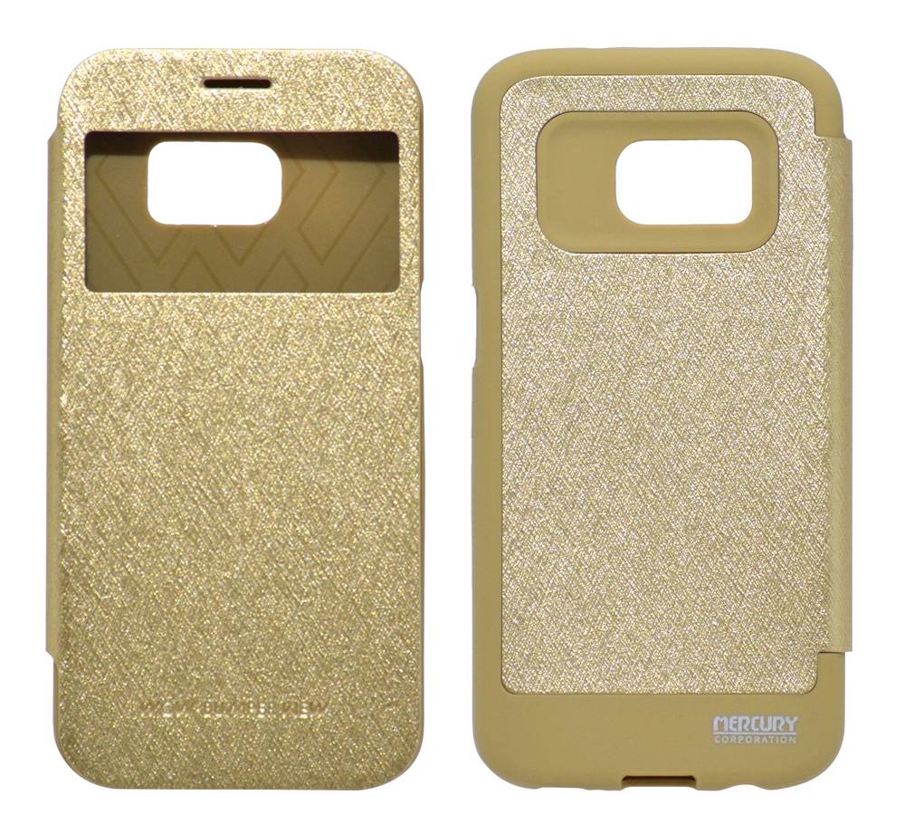 Θήκη Book Goospery Wow Bumper View για Samsung SM-G930F Galaxy S7 Χρυσαφί by Mercury