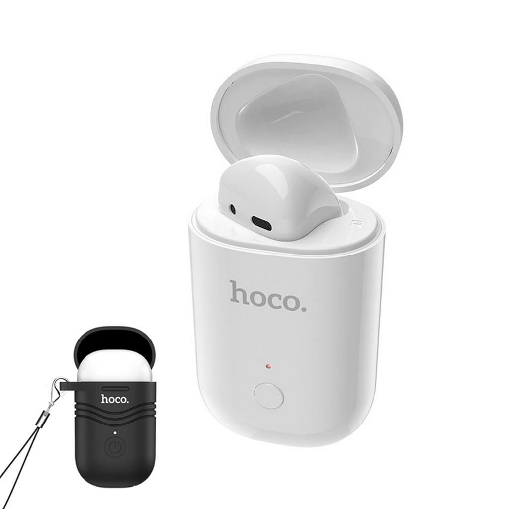 Wireless Mono Headset Hoco E39 Admire Sound (δεξί) Λευκό με μαύρη θήκη σιλικόνης