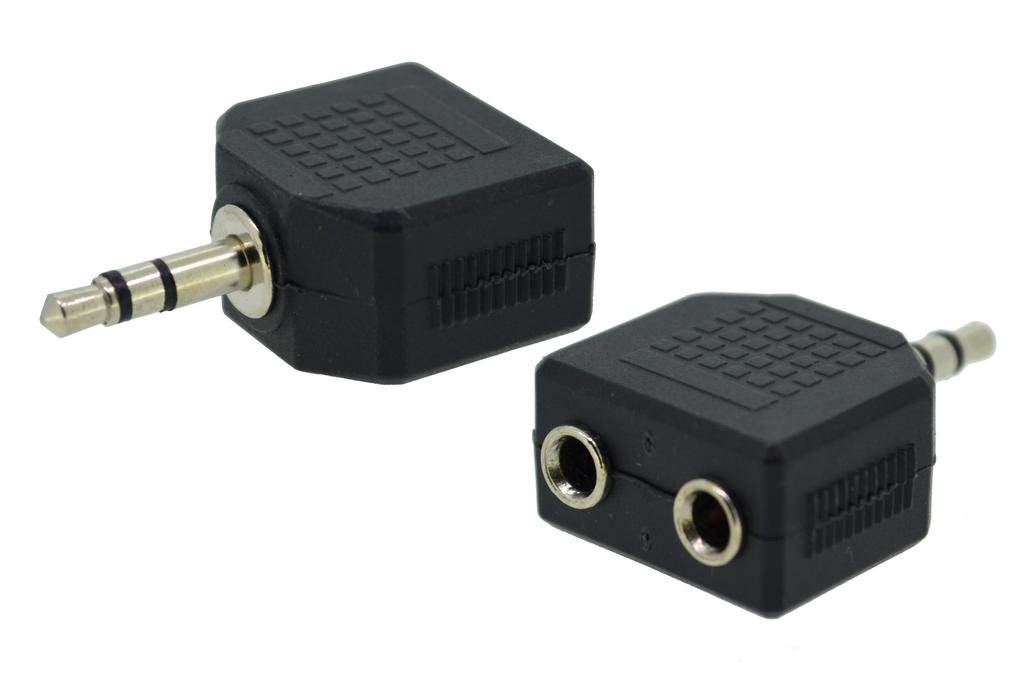 Αντάπτορας Ήχου 3.5 mm Αρσενικό σε 2 Θηλυκά 3.5 mm Μαύρο