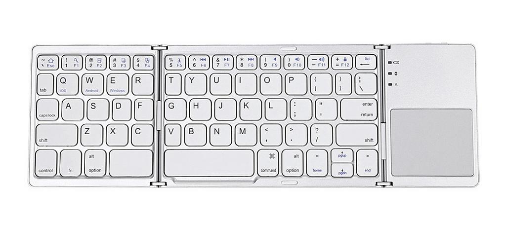 Πληκτρολόγιο Mini Bluetooth Mobilis B033 Foldable με Touchpad, συμβατό με Smartphone, Tablet, PC και SmartTV Ασημί - Λευκό