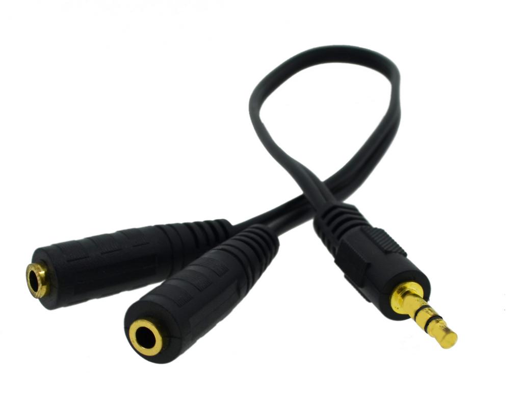 Αντάπτορας Καλωδίου Ήχου 3.5 mm Αρσενικό σε 2 Θηλυκά 3.5 mm 30cm Μαύρο