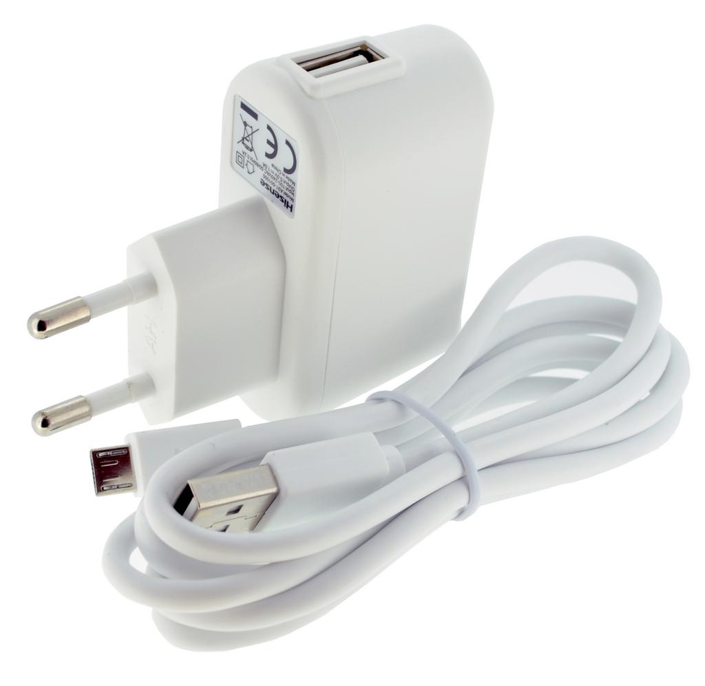 Φορτιστής Ταξιδίου Hisense USB 5V 1000 mAh με Αποσπώμενο Καλώδιο Micro USB Λευκός Original Bulk 10241245