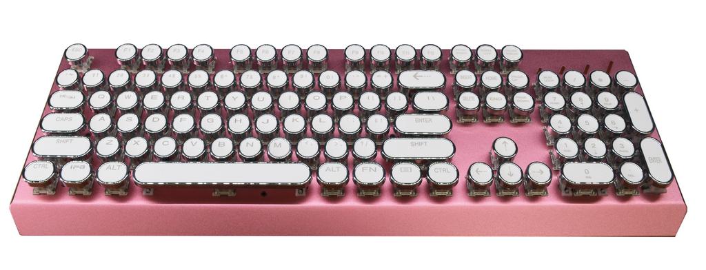 Πληκτρολόγιο Ενσύρματο Μηχανικό Keywin Retro με Λευκά Εξωτερικά Πλήκτρα. Κόκκινο