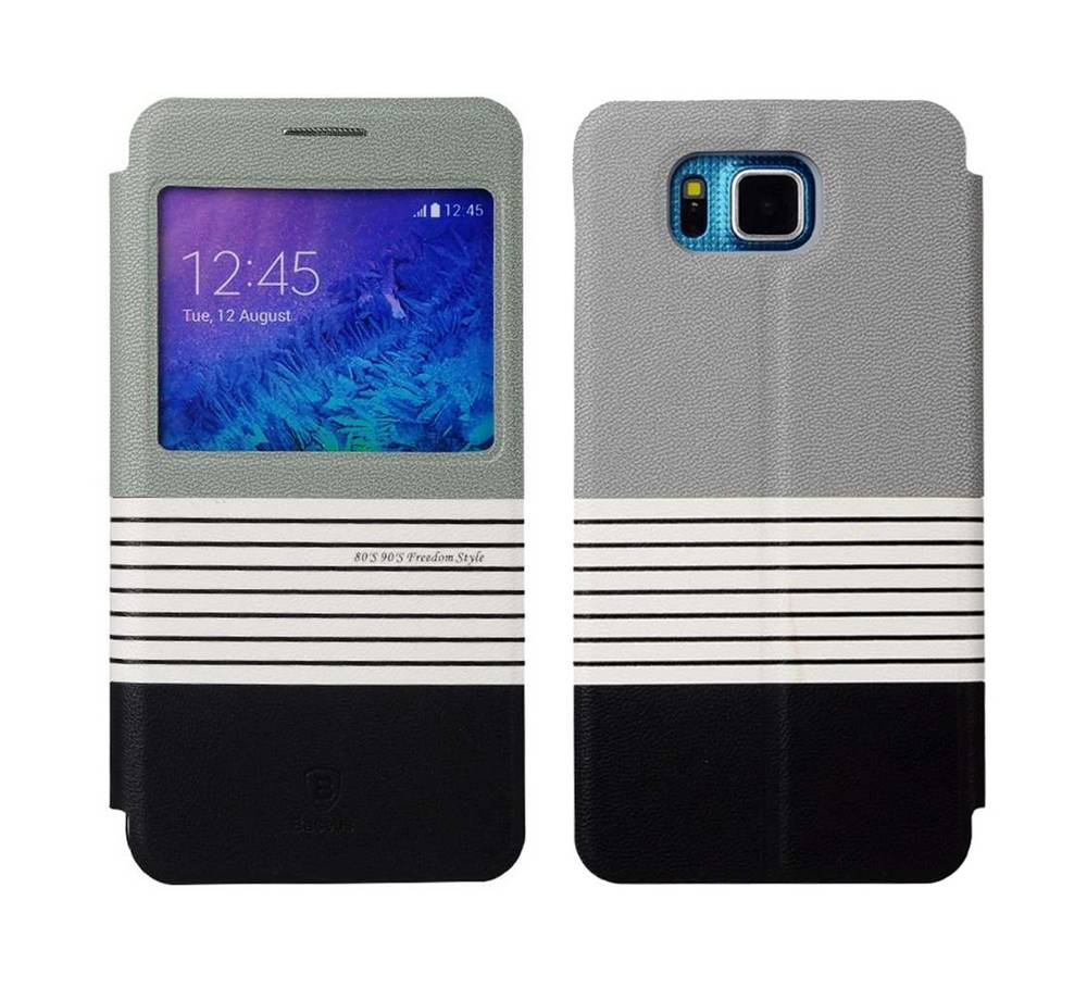 Θήκη Book S-View Baseus Edem Leather για Samsung SM-G850F Galaxy Alpha Γκρί - Μαύρο με ενεργό S-View