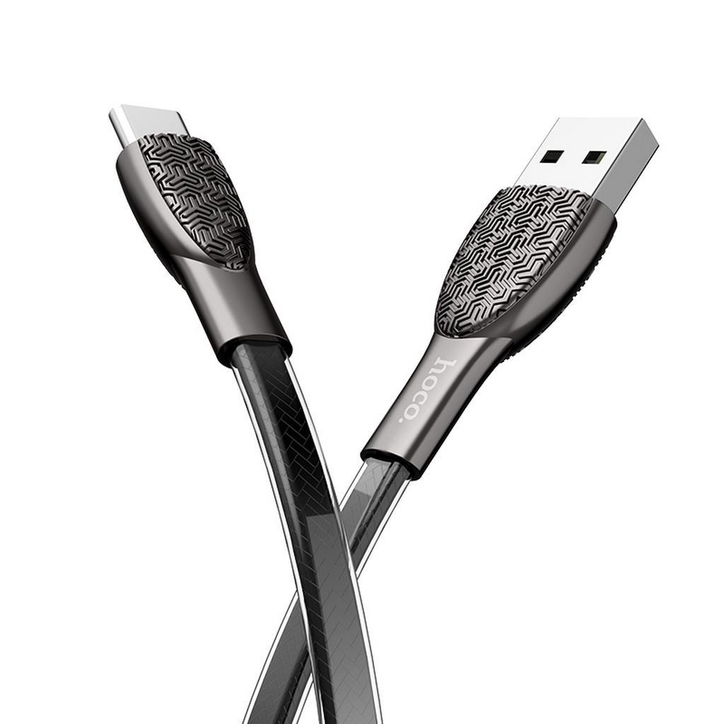 Καλώδιο σύνδεσης Hoco U52 Bright USB σε Type-C Fast Charging 2.4A Μαύρο 1.2 μ.