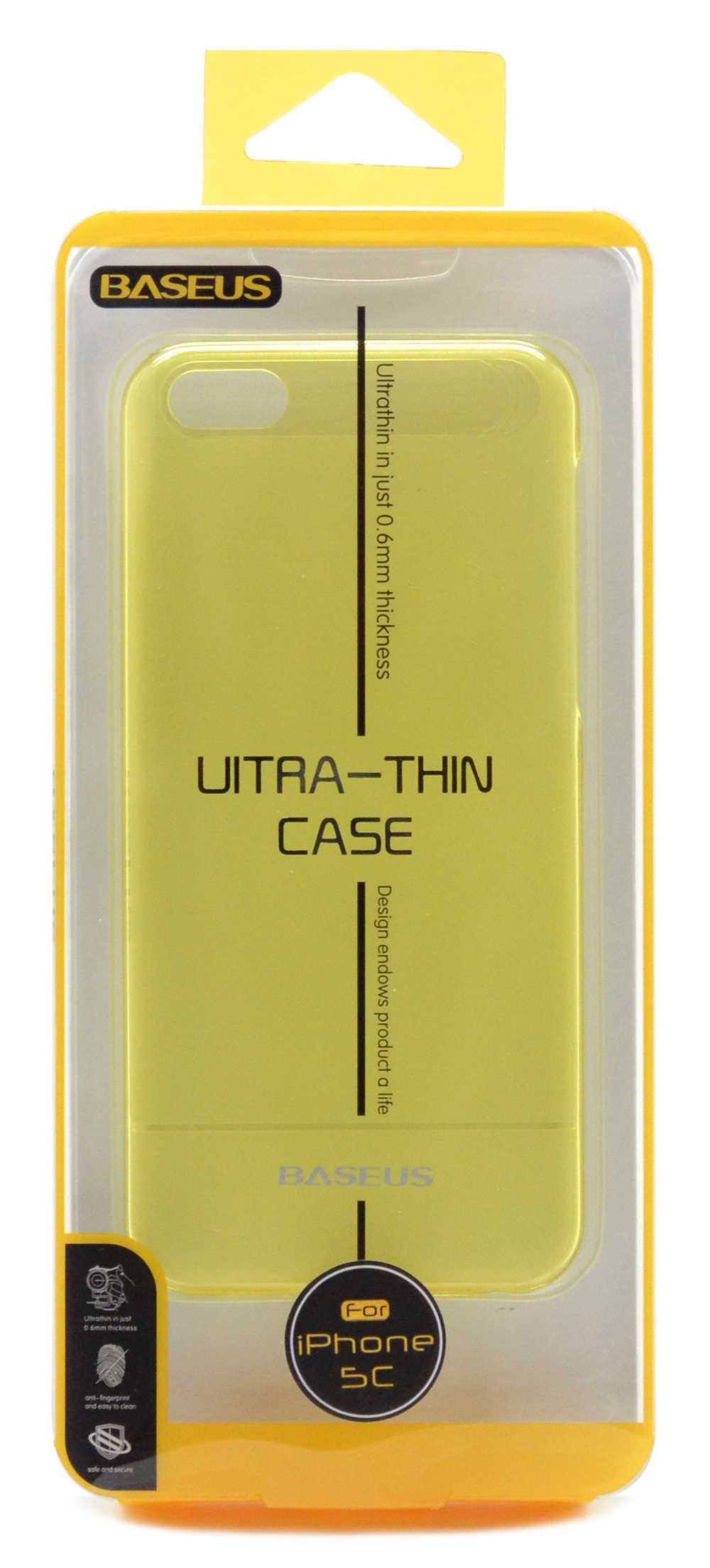 Θήκη Ultra Thin Baseus για Apple iPhone 5C Κίτρινη 0.6 mm. + 1x Screen Protector Baseus Ultra Clear Anti-Fingerprint
