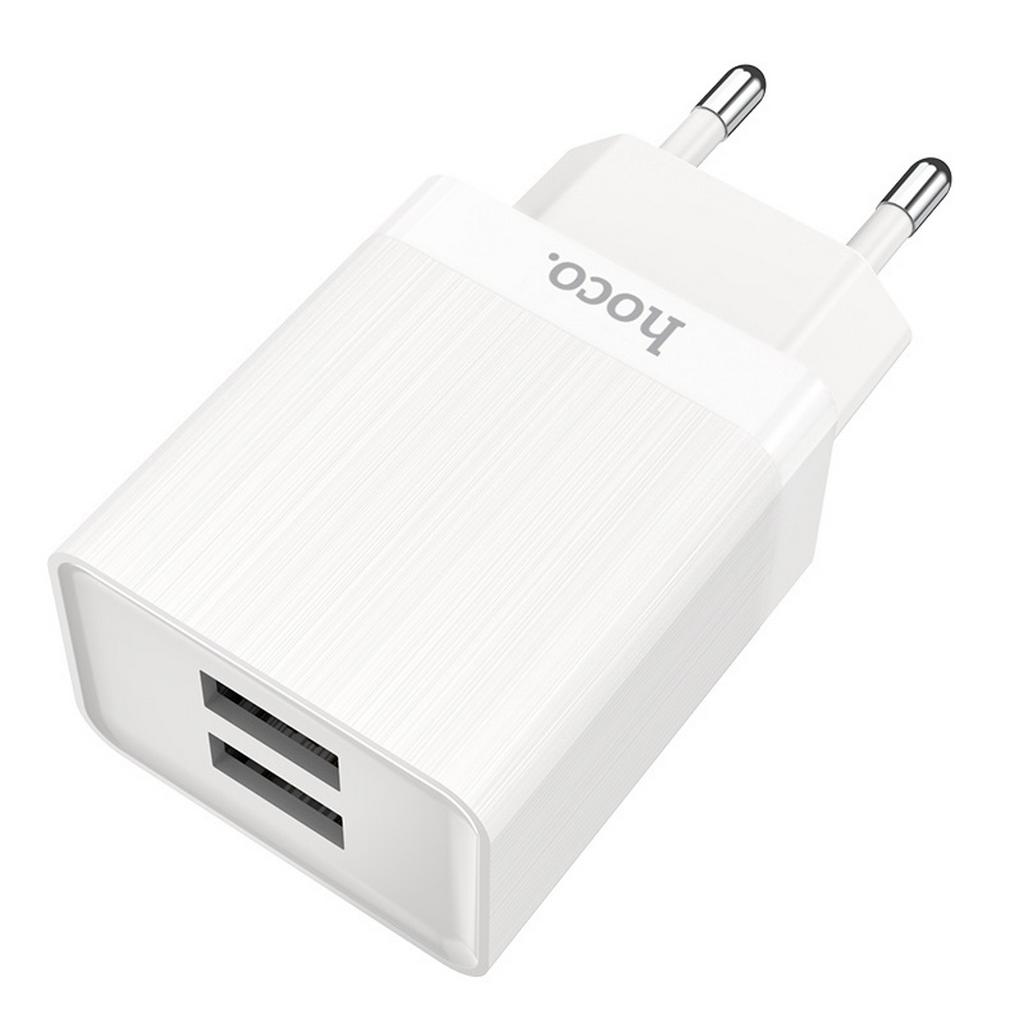 Φορτιστής Ταξιδίου Hoco C51A Prestige Power Dual USB Fast Charging 5V/3.4A Λευκός