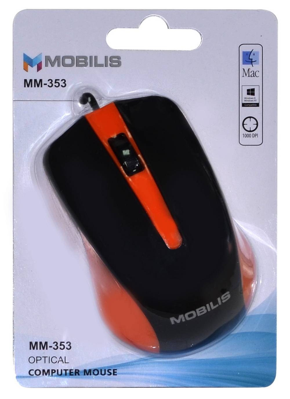 Ενσύρματο Ποντίκι Mobilis MM-353 με 3 Πλήκτρα και 800 DPI Πορτοκαλί