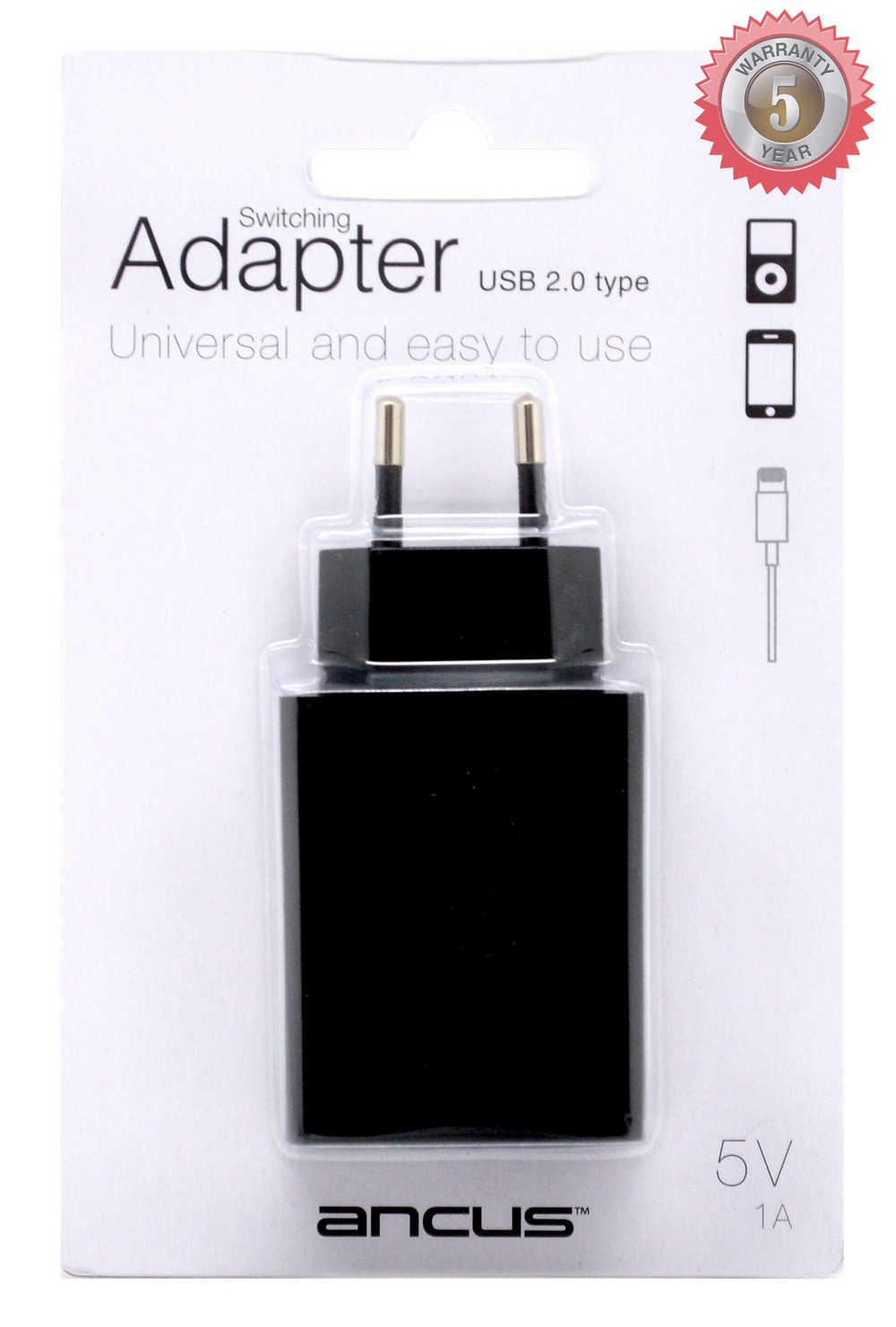 Φορτιστής Ταξιδίου Ancus Usb 1000 mAh Switching