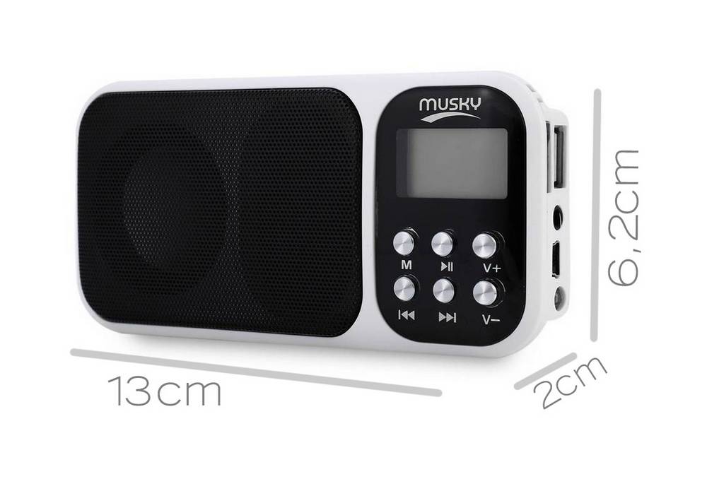 Φορητό Ραδιόφωνο Musky HJ-92 2.3W Λευκό με Ξυπνητήρι, Φακό, Audio-In και Υποδοχή USB