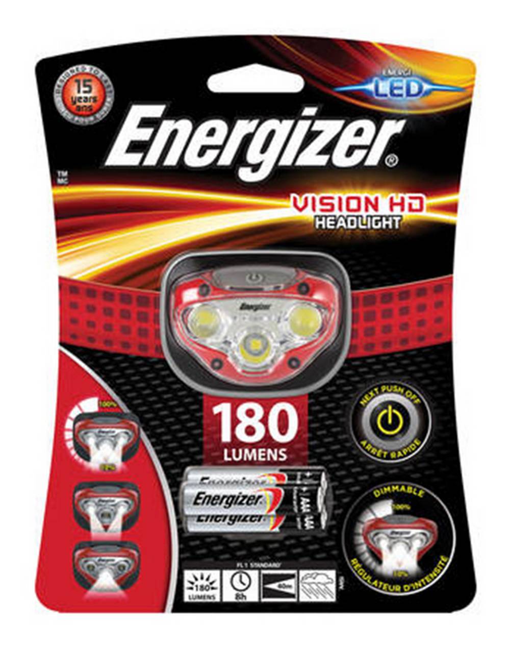 Φακός Κεφαλής Energizer Vision HD 3 Led 180 Lumens με Μπαταρίες AAA 3 Τεμ. Κόκκινο