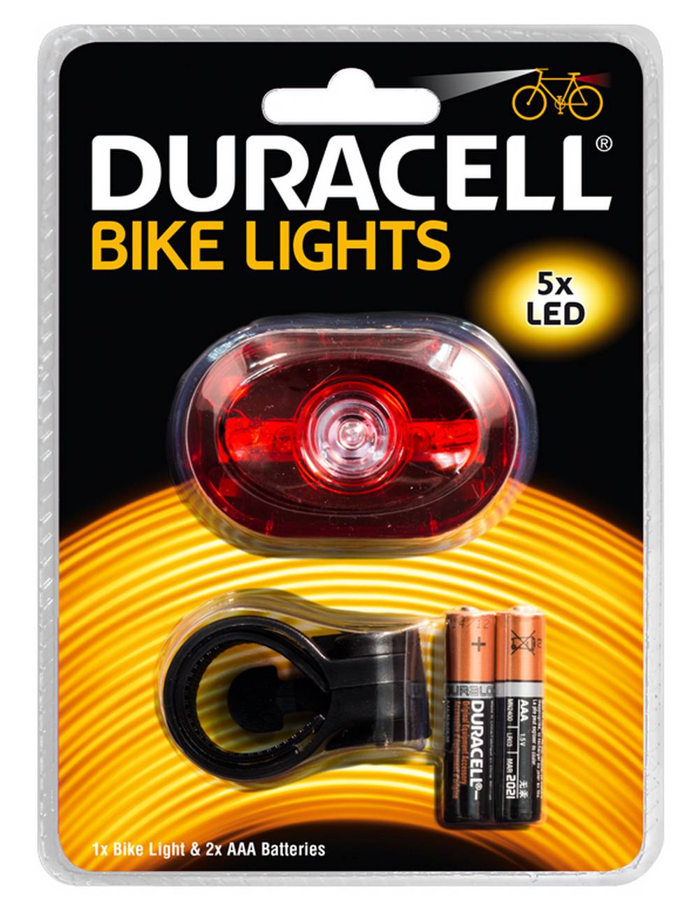 Φακός Ποδηλάτου Duracell 5 Led BIK-B03RDU με Μπαταρίες AAA 2 Τεμ.