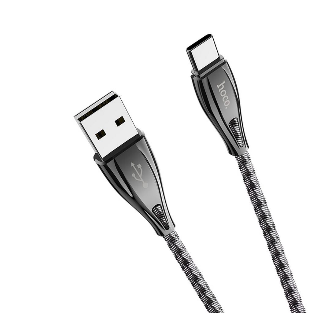 Καλώδιο σύνδεσης Hoco U56 Metal Armor USB σε Type-C Fast Charging 2.4A Μεταλλικό Γκρι 1.2μ