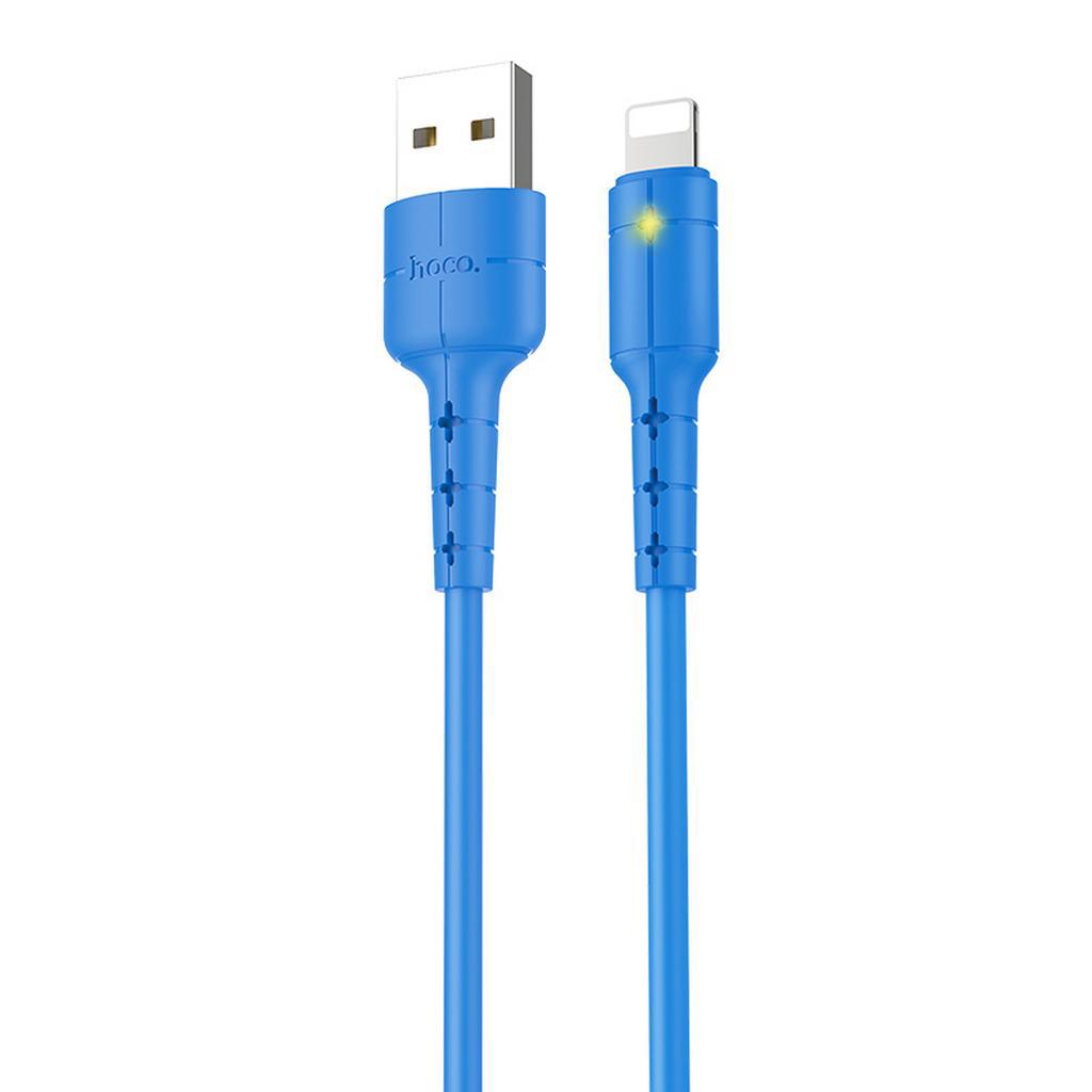 Καλώδιο σύνδεσης Hoco X30 για iPhone/iPad/iPod Lightning με LED Ένδειξη 1.2 μ. Μπλε