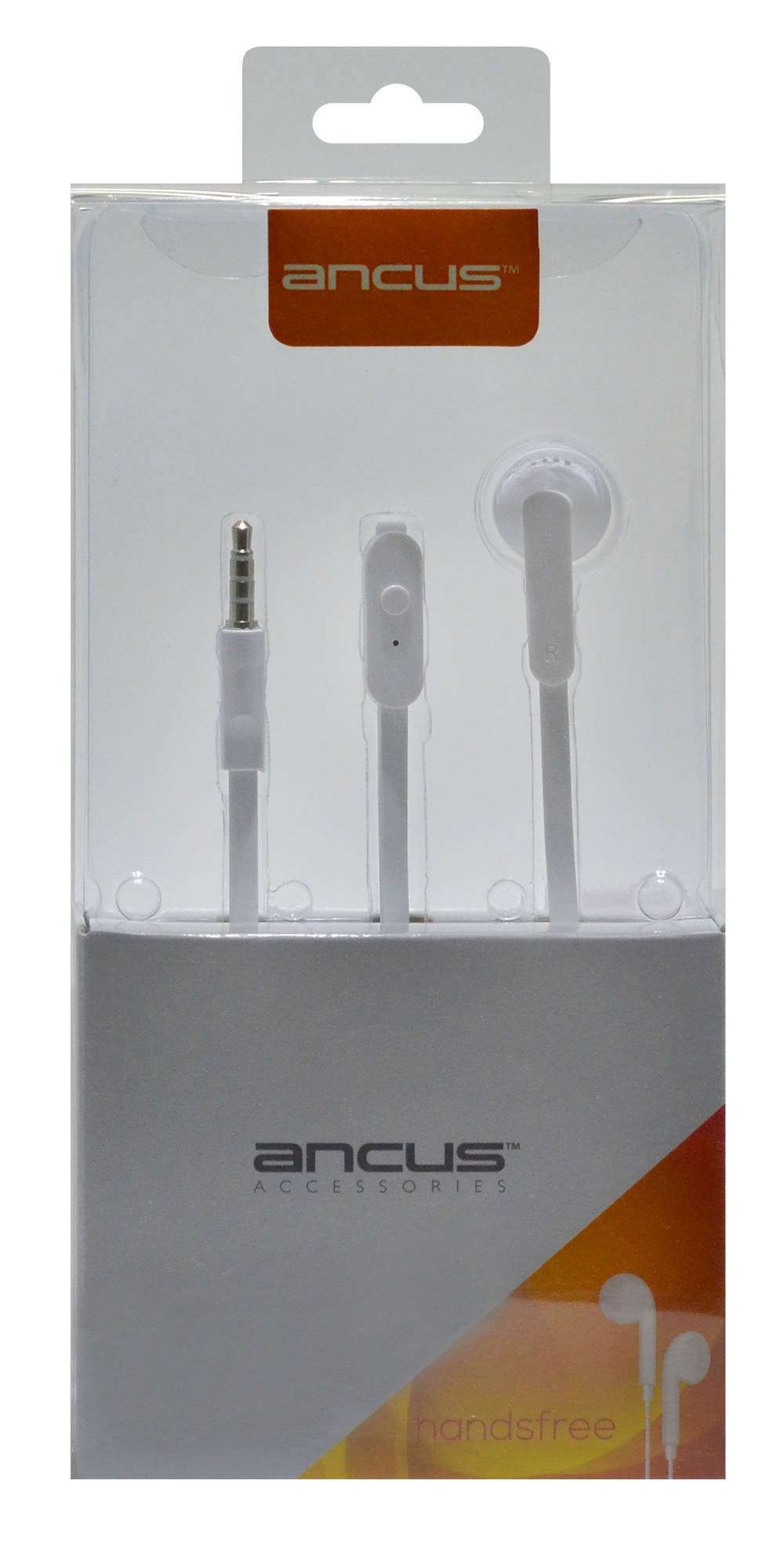 Hands Free Ancus Zeno Mono 3.5 mm για Apple-Samsung-HTC-Sony Λευκό με Καλώδιο Πλακέ και Πλήκτρο Απάντησης