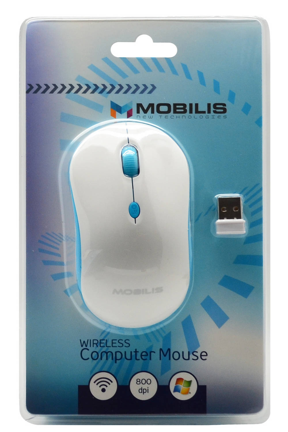 Ασύρματο Ποντίκι Mobilis Spaz ST-363 με 3 Πλήκτρα και 800 DPI Λευκό - Μπλέ