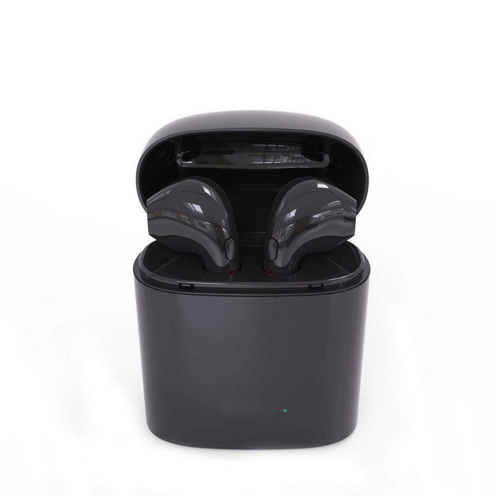 Wireless Bluetooth i7S Μαύρο με Βάση Φόρτισης, Μεταφοράς