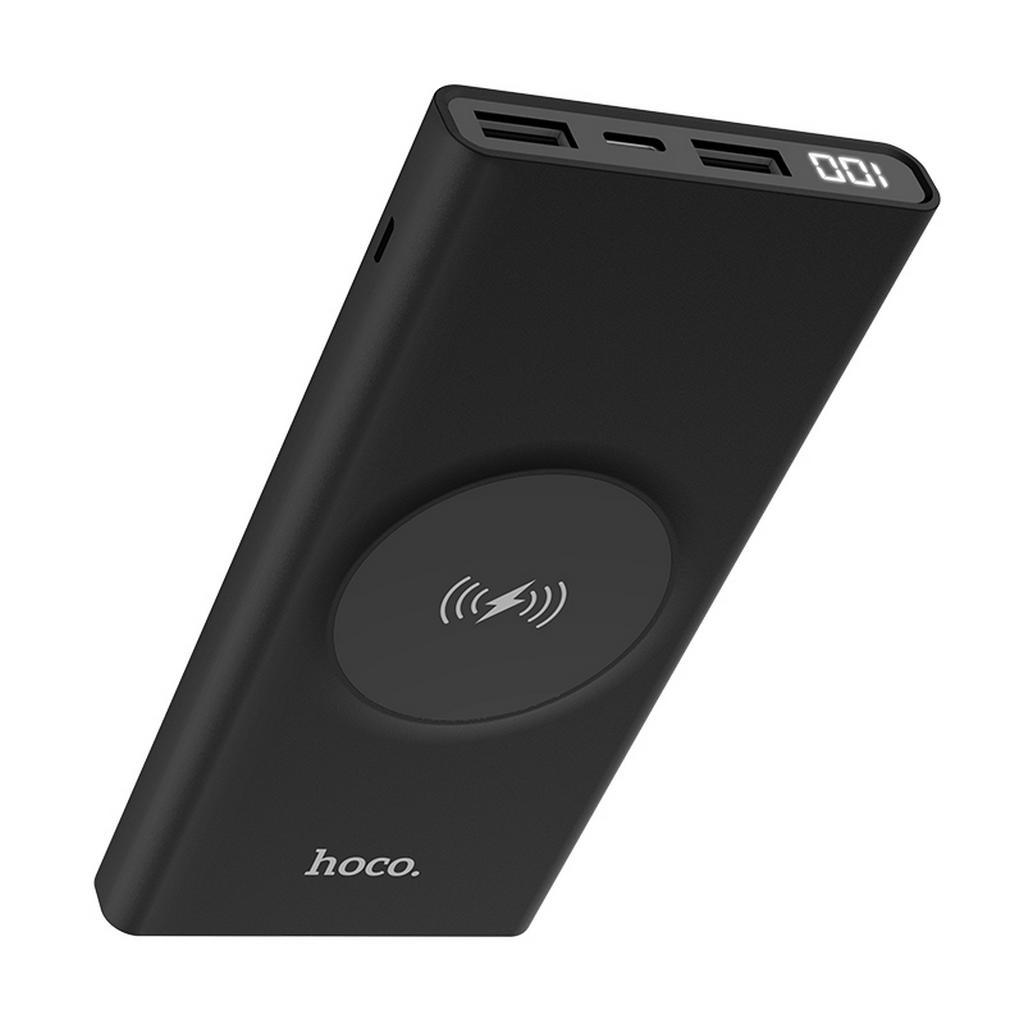 Power Bank Hoco J37 Wisdom 10000 mAh με Micro-USB και Type-C 37W Fast Charging 2 εξόδων USB και Wireless charging 5W Μαύρο