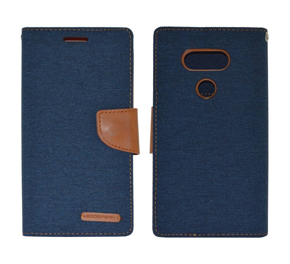 Θήκη Book Goospery Canvas Diary για LG G5 H850 Σκούρο Μπλέ - Καφέ by Mercury