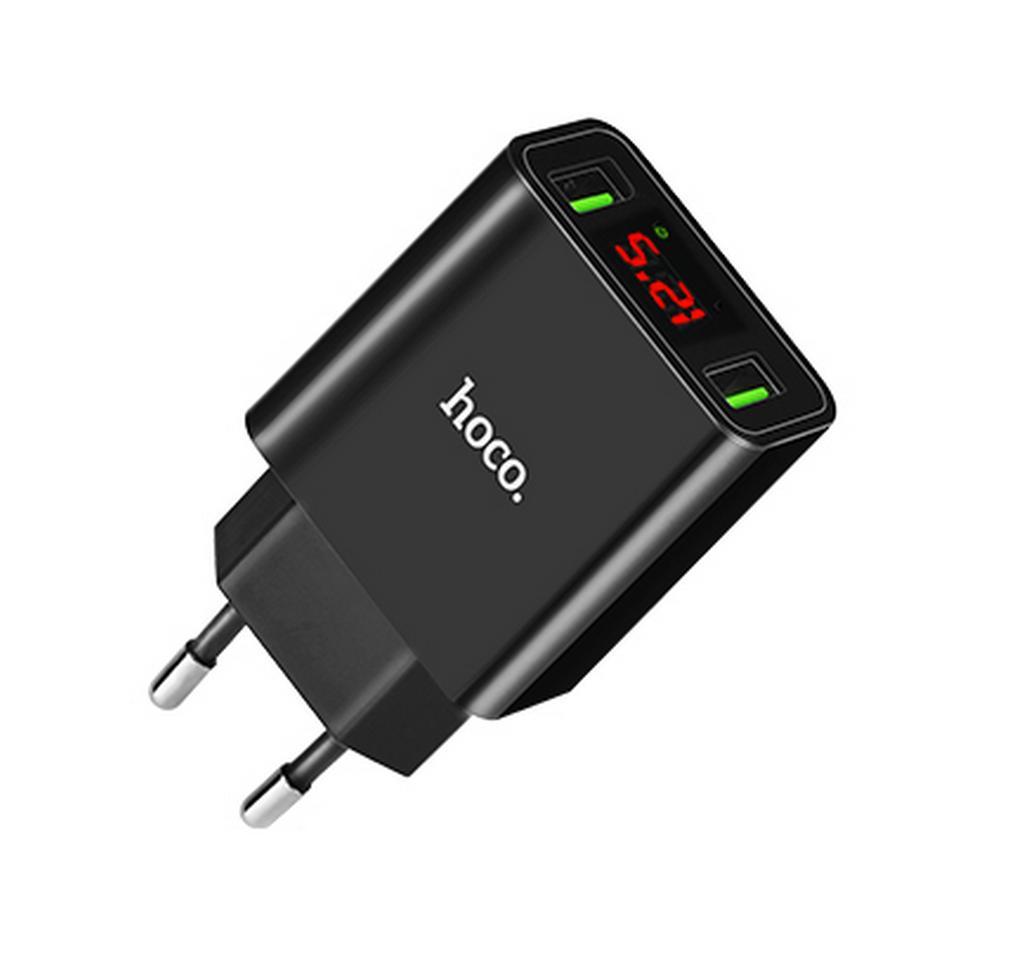 Φορτιστής Ταξιδίου Hoco C25A Cool Dual USB 5V/2.2A Μαύρος