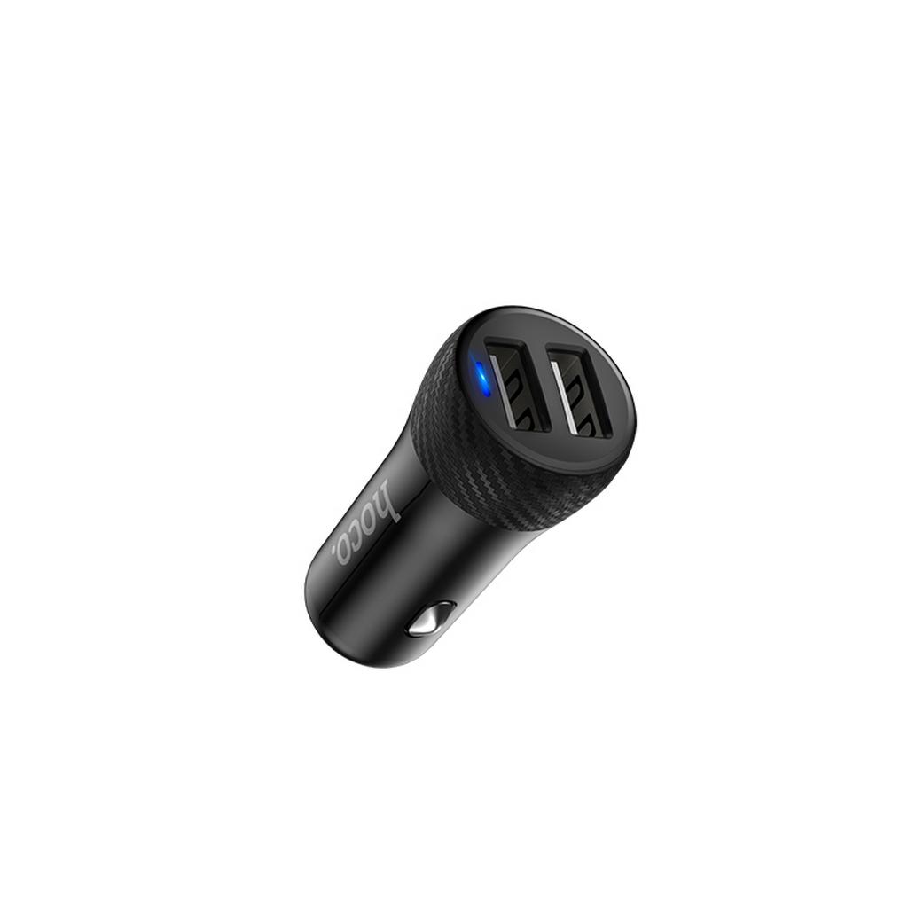 Φορτιστής Αυτοκινήτου Hoco Z21 Ascender Dual USB Fast Charging 5V/3.4A 17W και ένδειξη LED Μαύρος