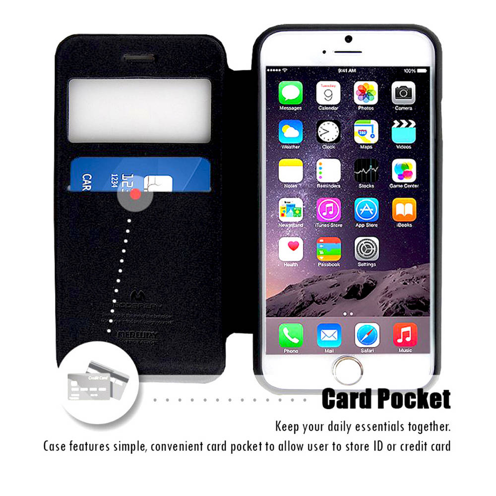 Θήκη Book Goospery Wow Bumper View για Apple iPhone 6/6S Μαύρη by Mercury