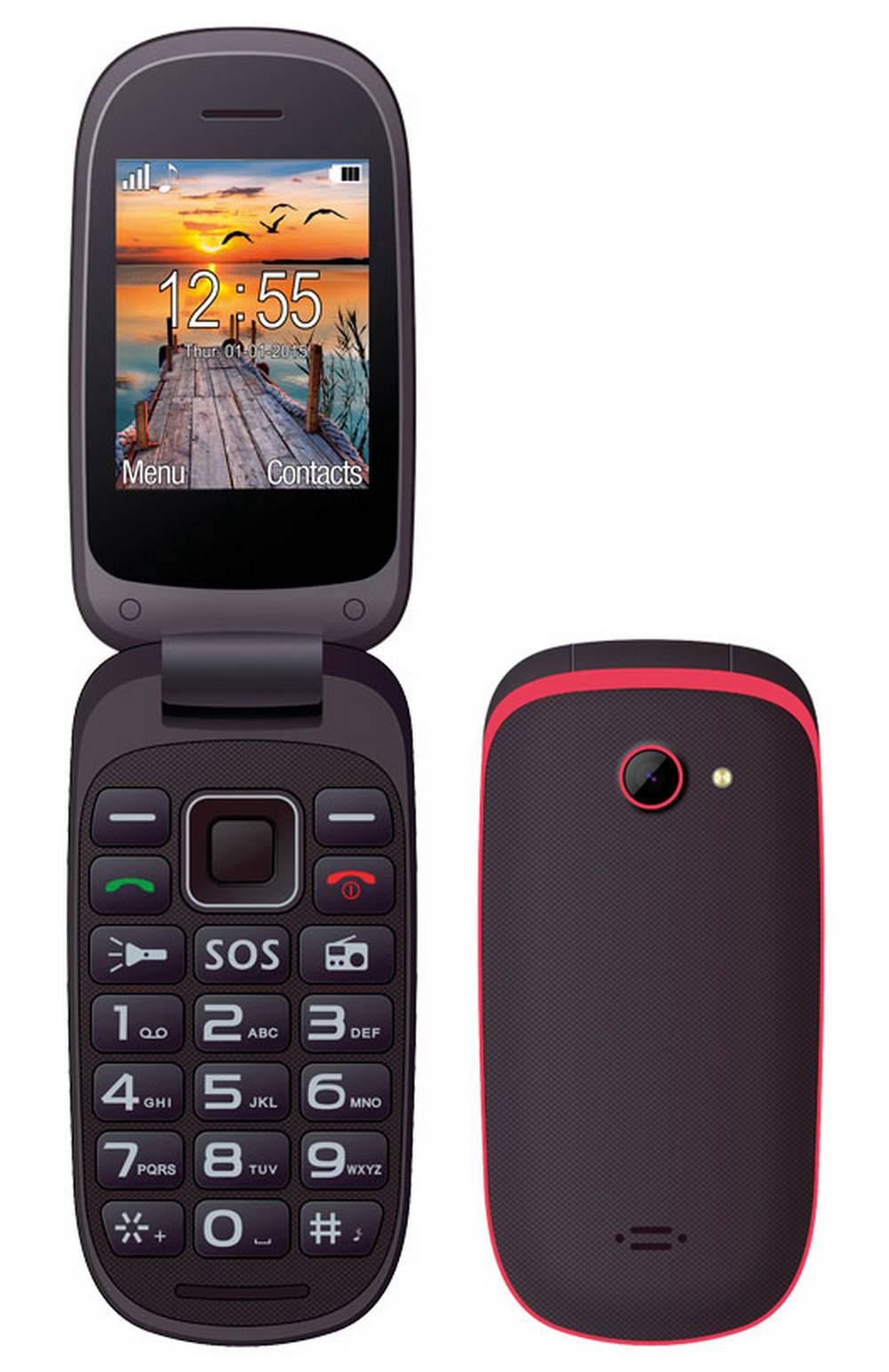 Maxcom MM818 (Dual Sim) 2,4" με Μεγάλα Πλήκτρα, Ραδιόφωνο (Λειτουργεί χωρίς Handsfree) και Πλήκτρο Έκτακτης Ανάγκης Μαύρο-Κόκκινο