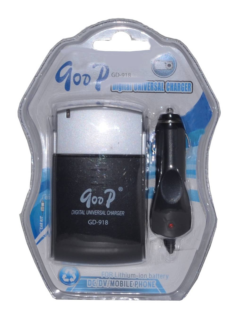 Φορτιστής Μπαταριών Goop Universal GD-918 Ταξιδίου και Αυτοκινήτου, για Κάμερες και Κινητά Τηλέφωνα