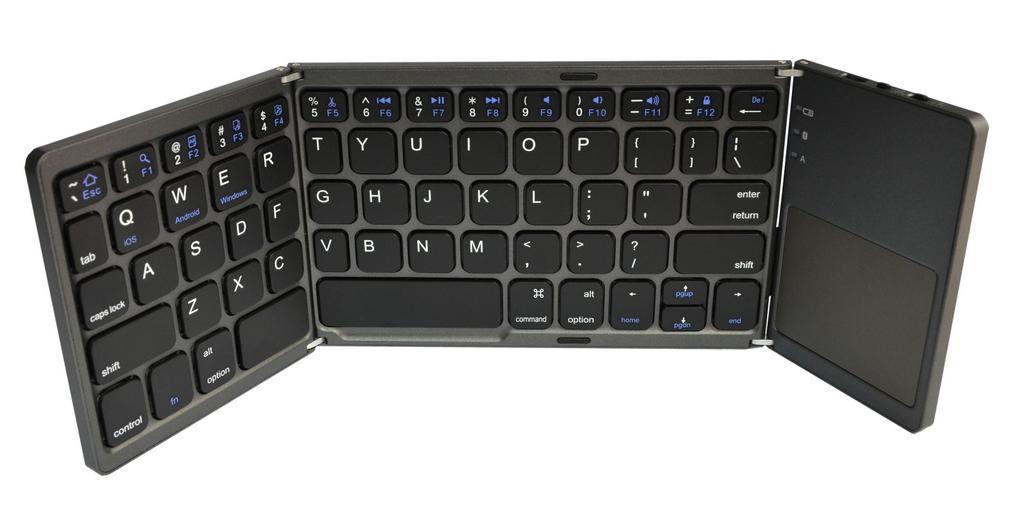 Πληκτρολόγιο Mini Bluetooth Magnetic Foldable με Touchpad All-in-One για Smartphone, Tablet, PC, και SmartTV Γκρι
