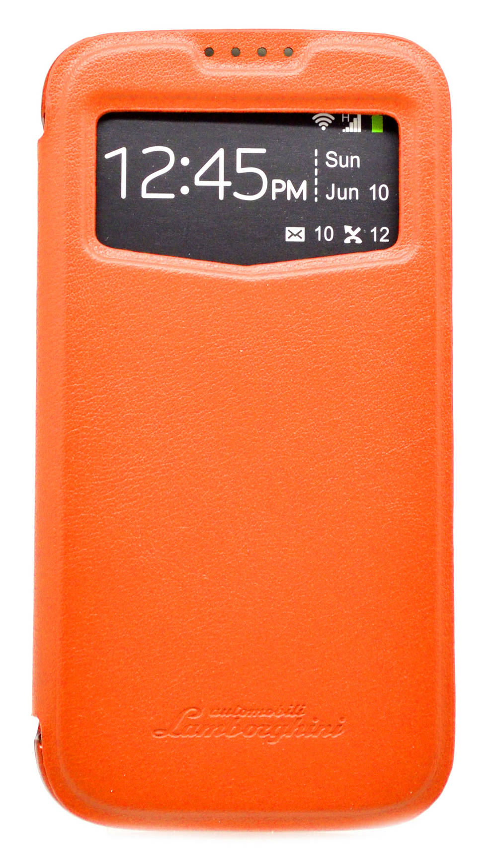 Θήκη Book S-View Lamborghini για Samsung i9505/i9500 Galaxy S4 Δέρμα Πορτοκαλί Diablo-D1