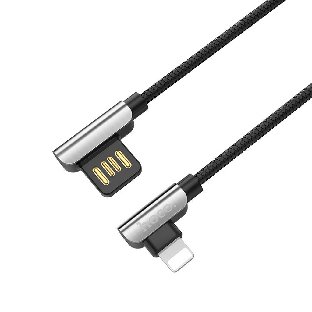 Καλώδιο σύνδεσης Hoco U42 Exquisite Steel USB σε Lightning Μαύρο 1.2 μ.