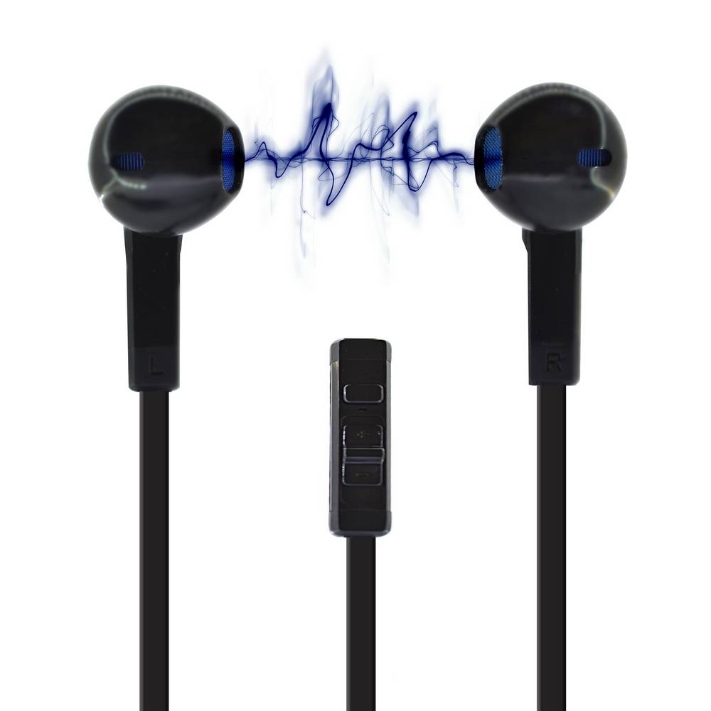 Hands Free Ancus Viker in-Earbud Stereo 3.5 mm για Apple-Samsung-HTC-Sony Μαύρο με Καλώδιο Πλακέ, Πλήκτρο Απάντησης και Έντασης