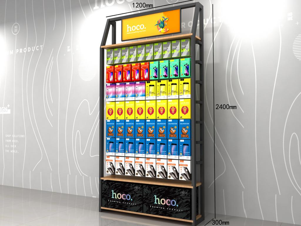 Stand Hoco GH01g Επιδαπέδιο Σιδερένιο με 80 Γάντζους 7 Σειρών Γκρι (120x30x240 cm)