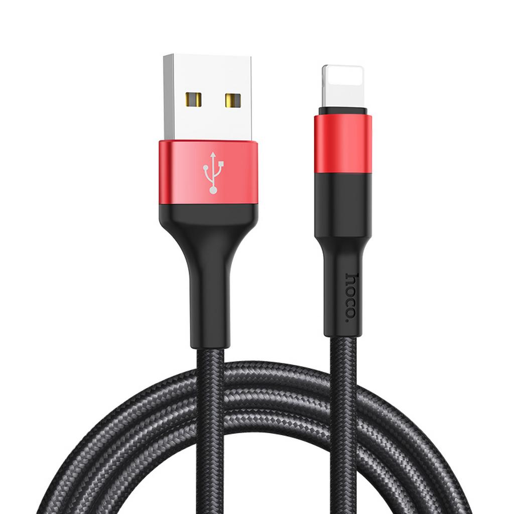 Καλώδιο σύνδεσης Hoco X26 Xpress USB σε Lightning Fast Charging 2A Μαύρο - Κόκκινο 1μ