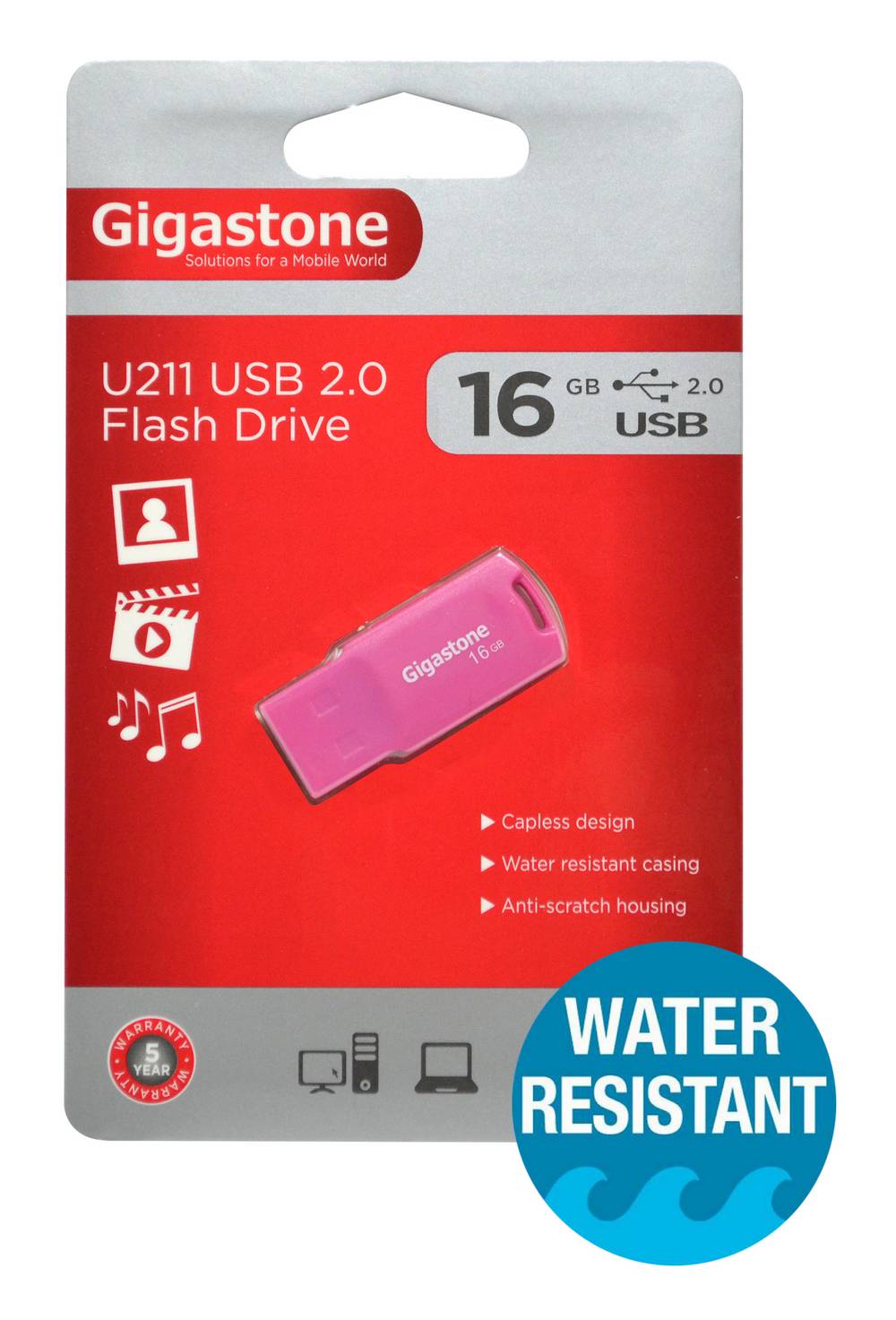 USB 2.0 Gigastone Flash Drive U211 Traveler 16GB Ρόζ
