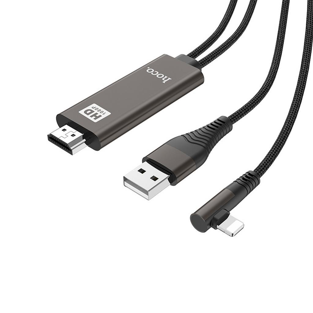 Καλώδιο σύνδεσης Hoco UA14 Lightning σε HDMI 1080P HD 5V/1A Μαύρο 2m