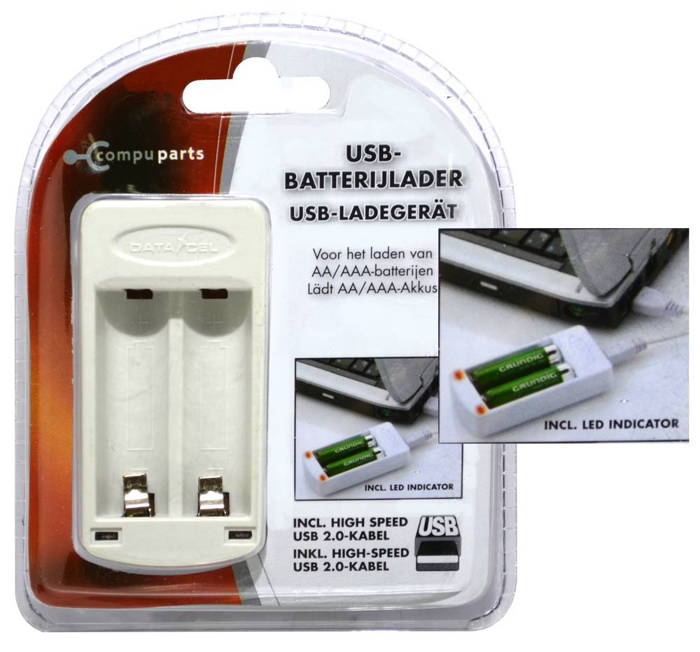Φορτιστής Μπαταριών USB Compuparts για AA/AAA