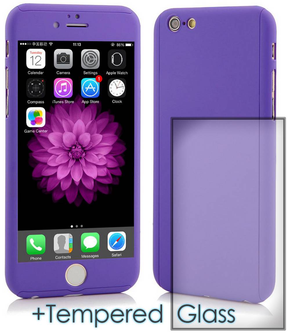 Θήκη 360 Protect Ancus για Apple iPhone 6/6S Μώβ με Tempered Glass 0.20mm