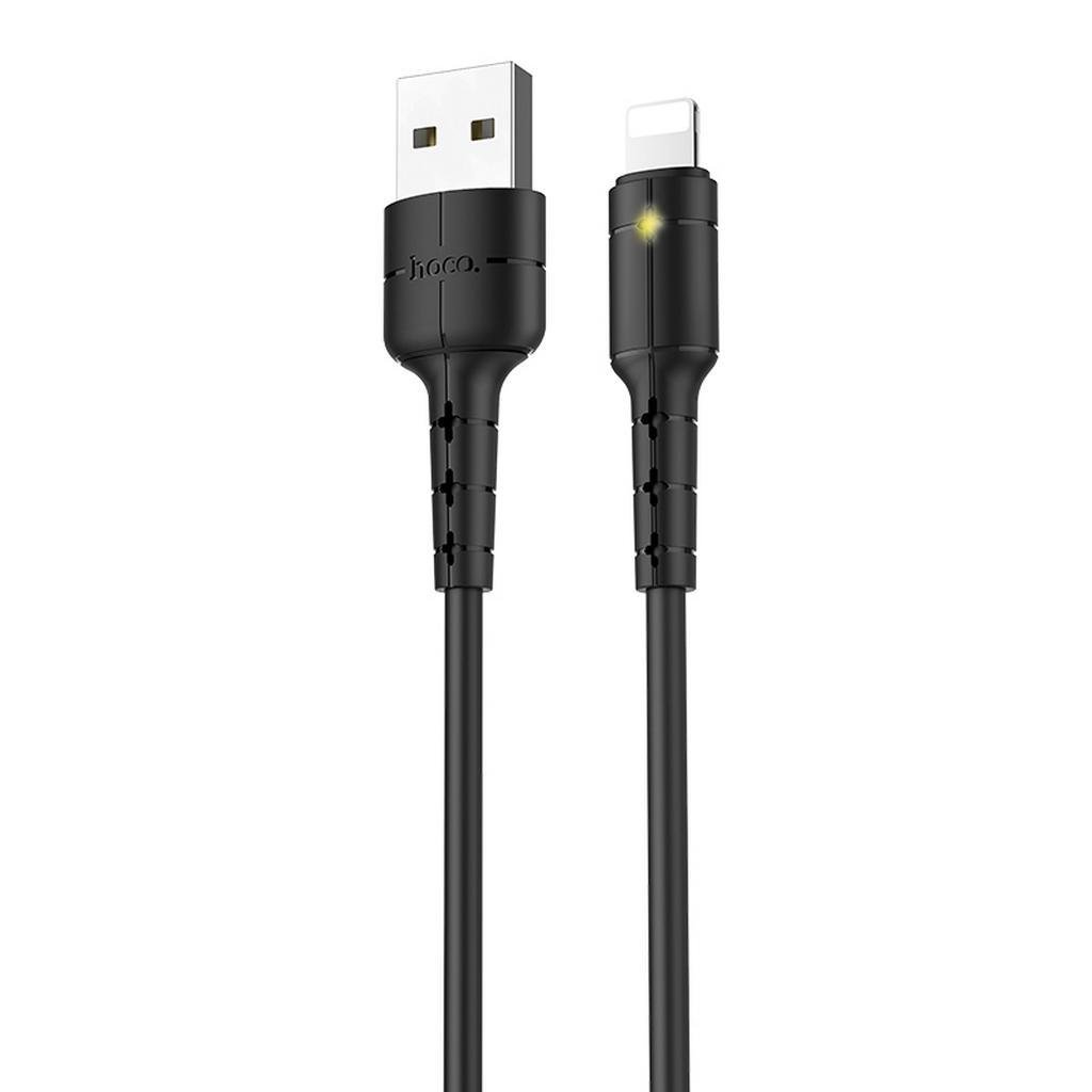 Καλώδιο σύνδεσης Hoco X30 για iPhone/iPad/iPod Lightning με LED Ένδειξη 1.2 μ. Μαύρο