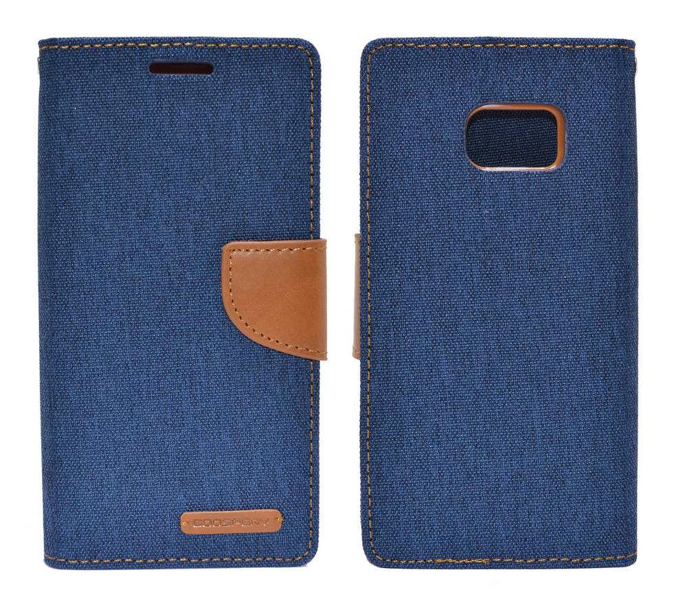 Θήκη Book Goospery Canvas Diary for Samsung SM-G930F Galaxy S7 Σκούρο Μπλέ - Καφέ by Mercury
