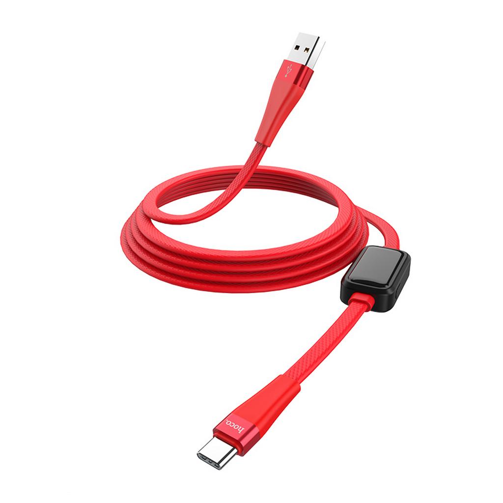 Καλώδιο σύνδεσης Hoco S4 USB σε Type-C 3.0A Κόκκινο 1.2m με ένδειξη φόρτισης