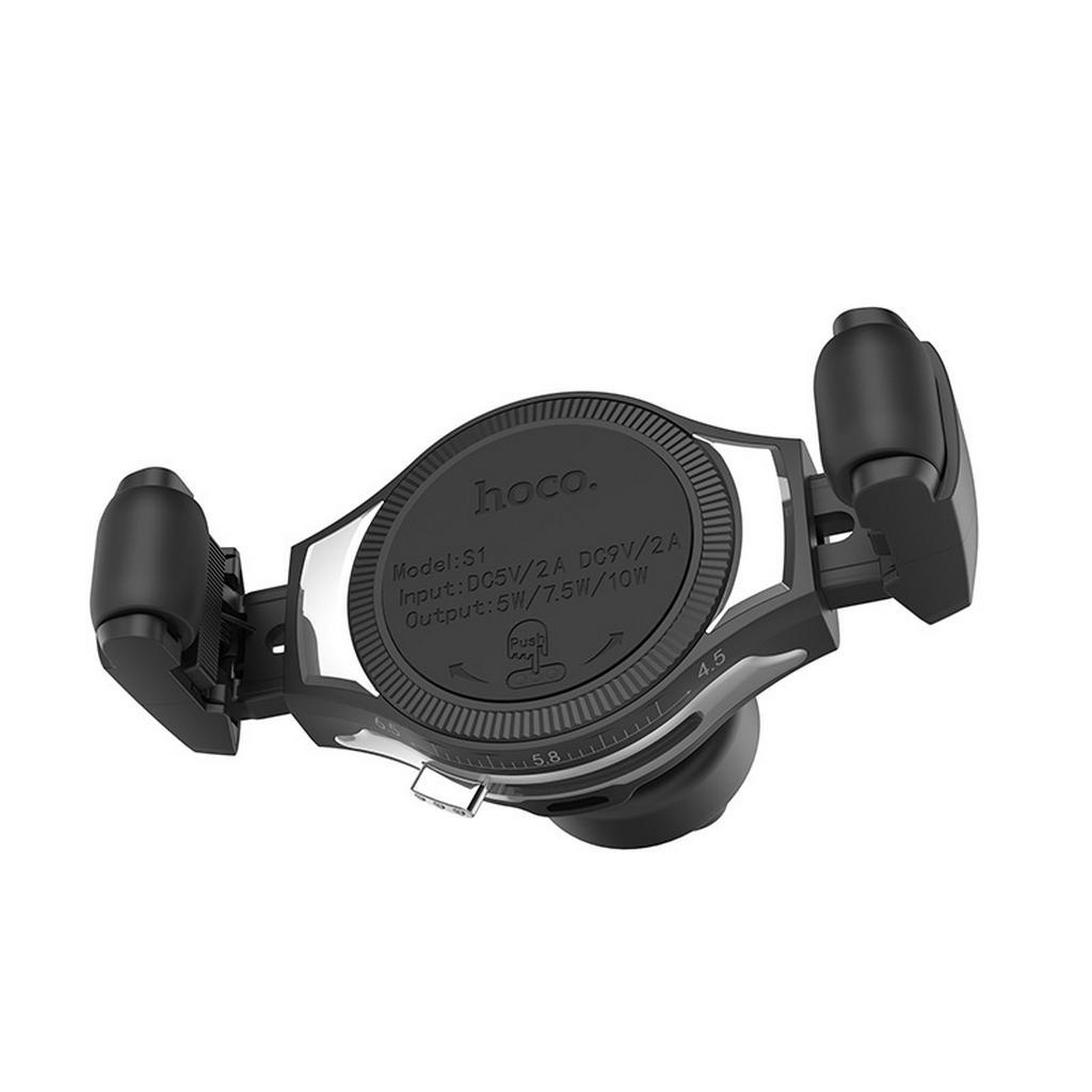 Βάση Στήριξης Αεραγωγού Αυτοκινήτου Hoco S1 με Wireless Charger 10W Ασημί