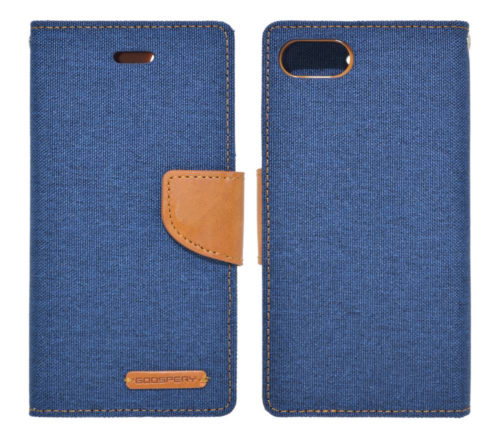 Θήκη Book Goospery Canvas Diary για Apple iPhone 7 Σκούρο Μπλέ - Καφέ by Mercury