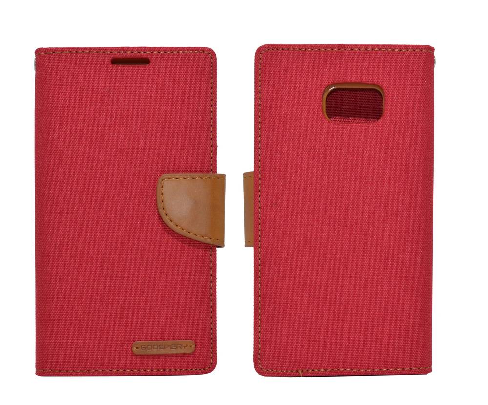 Θήκη Book Goospery Canvas Diary for Samsung SM-G935F Galaxy S7 Edge Κόκκινη - Καφέ by Mercury
