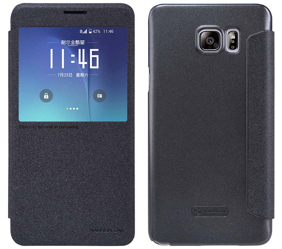 Θήκη Book S-View Nillkin Sparkle Leather για Samsung SM-N920F Galaxy Note 5 Μαύρη με ενεργό S-View