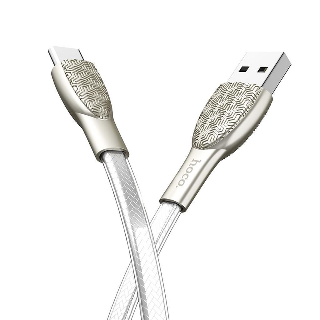 Καλώδιο σύνδεσης Hoco U52 Bright USB σε Type-C Fast Charging 2.4A Ασημί 1.2 μ.