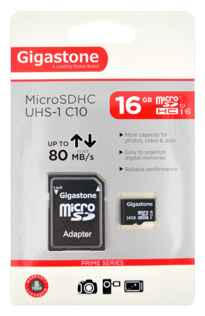 Κάρτα Μνήμης Gigastone MicroSDHC UHS-1 16GB C10 Professional Series με SD Αντάπτορα up to 80 MB/s*