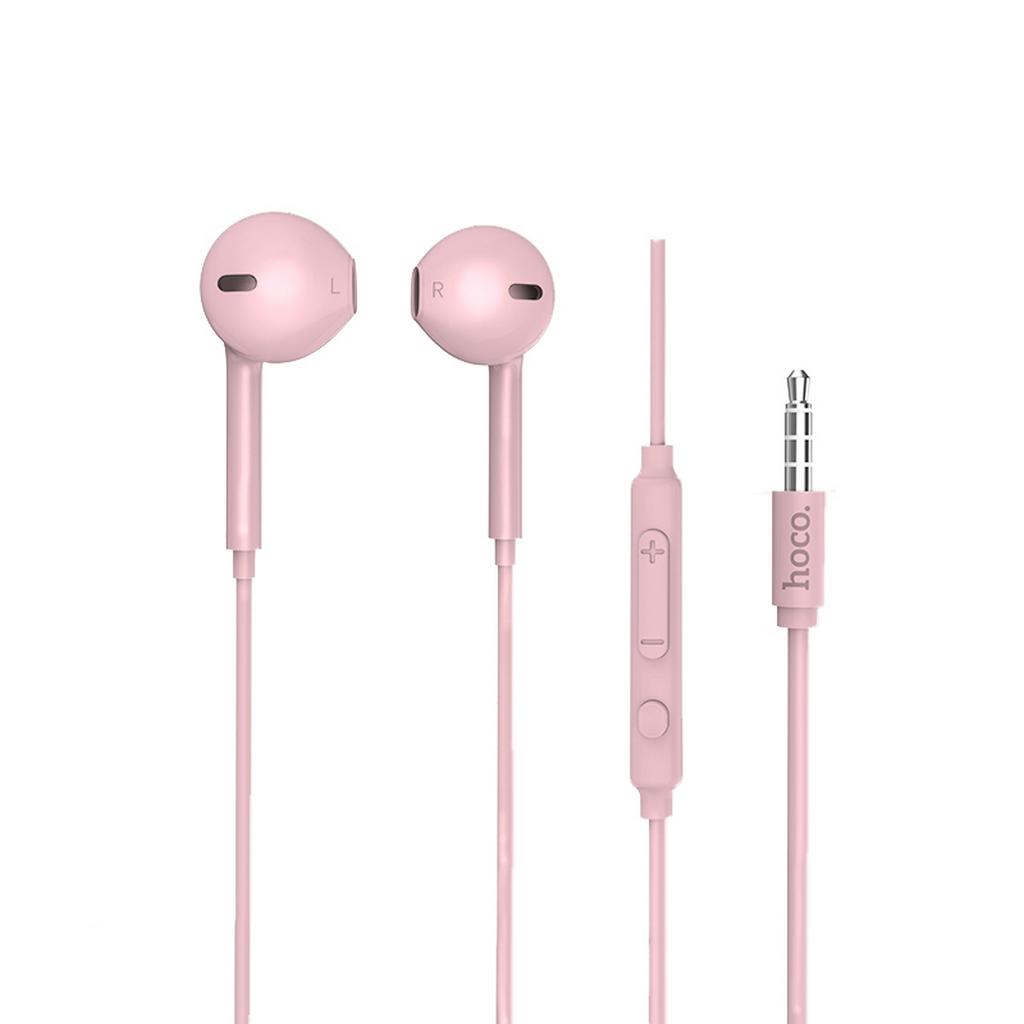 Hands Free Hoco M55 Earphones Stereo 3.5 mm Ροζ με Μικρόφωνο και Πλήκτρο Λειτουργίας